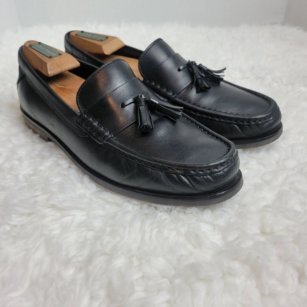 Cole Haan Men's Size 8 Grand OS Pinch Maine Tassel Loafers Black Leather C25261